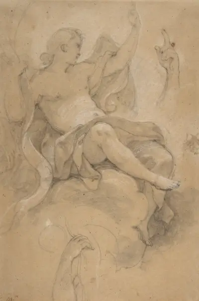 Angel Holding a Banderole av Charles-Joseph Natoire