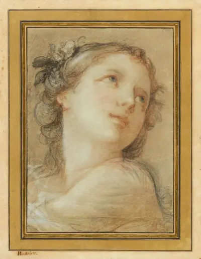 Head of a bacchante av Charles-Joseph Natoire