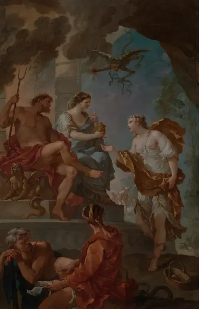Psyche in the Underworld (Psyche Obtaining the Elixir of Beauty from Proserpine) av Charles-Joseph Natoire