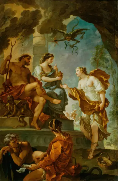 Psyche Obtaining the Elixir of Beauty from Proserpine av Charles-Joseph Natoire