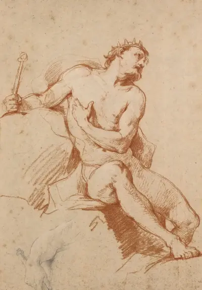 Study of the figure of aeolus, and a study of his hand av Charles-Joseph Natoire