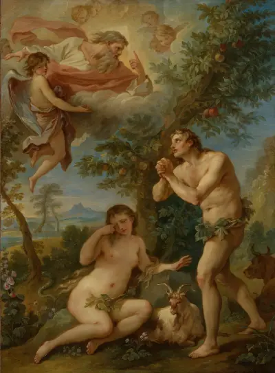 The Rebuke of Adam and Eve av Charles-Joseph Natoire