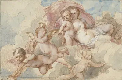 Venus met Amor en putti av Charles-Joseph Natoire