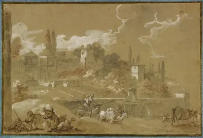 Blick auf das Campo Vaccino, Rom von Charles Joseph Natoire