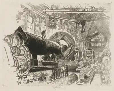 Cutting and Turning a Big Gun av Joseph Pennell