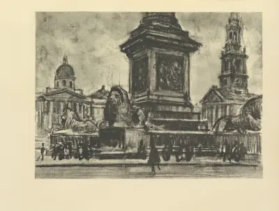 Lions, Trafalgar Square av Joseph Pennell