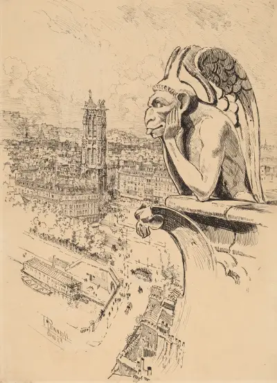 Studie till 'Le Stryge' (troligen 1893) av Joseph Pennell