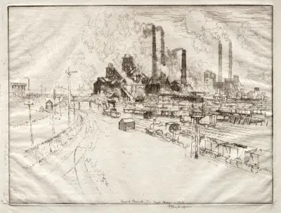 Den stora huvudgatan, nära Sheffield av Joseph Pennell