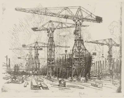 The Old Shipyard av Joseph Pennell