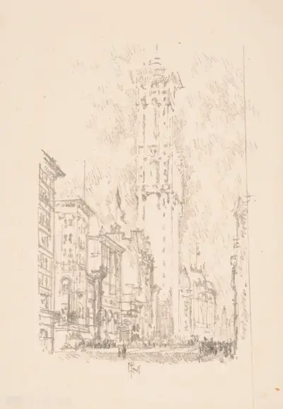 The Times Building av Joseph Pennell