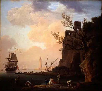 Italiensk hamnscen av Claude-Joseph Vernet