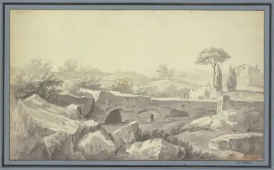 Etude faite sur la Route du Pont Salert a Rome av Claude-Joseph Vernet