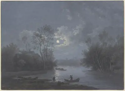 Moonlight landscape av Claude-Joseph Vernet