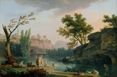 Sommarkväll, landskap i Italien av Claude-Joseph Vernet