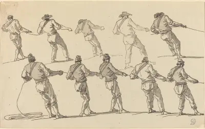 Tio män som drar i rep av Claude-Joseph Vernet