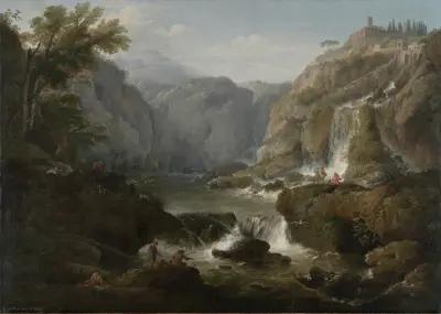 The Waterfalls at Tivoli av Claude-Joseph Vernet