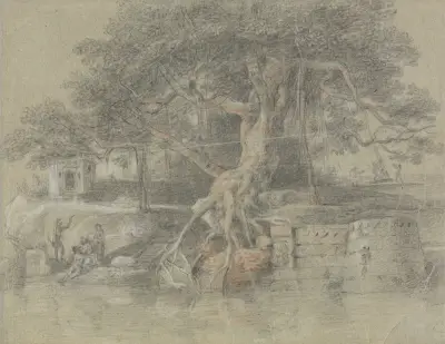 A Dying Hindu Brought to the River Ganges av Johan Joseph Zoffany