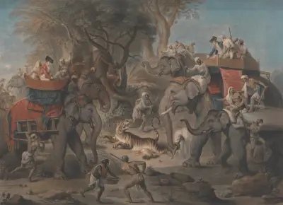 Tiger Hunting in the East Indies av Johan Joseph Zoffany