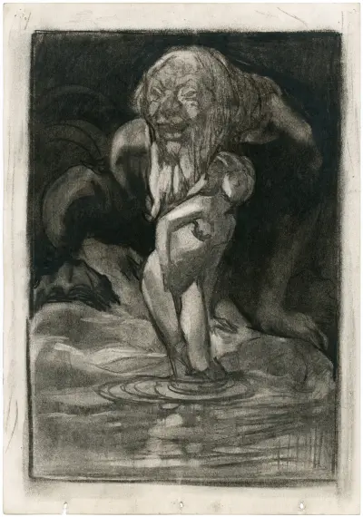 Badande kvinna med jätte av Johannes Josephus Aarts