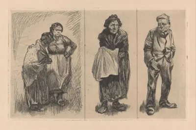 Tre framställningar med mänskliga figurer av Johannes Josephus Aarts