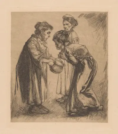 Tre kvinnor med kruka av Johannes Josephus Aarts