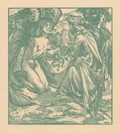 Ängel visar en dödskalle för två män av Johannes Josephus Aarts
