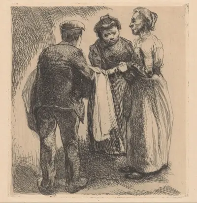 Grupp av två kvinnor och en man av Johannes Josephus Aarts