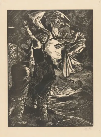 Macbeth och Banquo möter de tre häxorna av Johannes Josephus Aarts