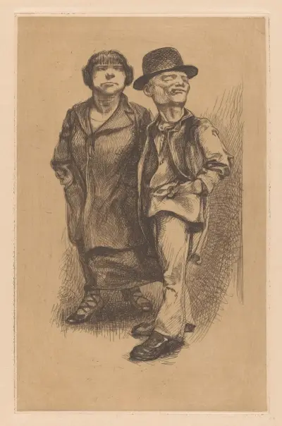 Man med hatt och kvinna i kappa av Johannes Josephus Aarts