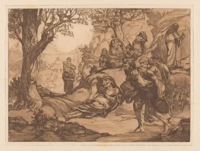 Mannen, kvinnorna och barnen i kuperat landskap av Johannes Josephus Aarts