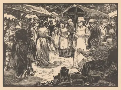 Marktscène met mannen en vrouwen – nr 1 av Johannes Josephus Aarts