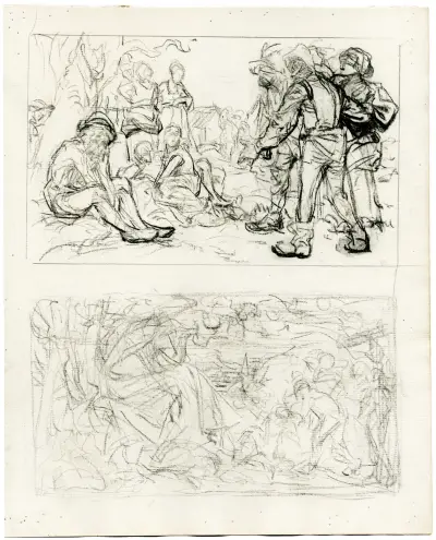 Strona szkicownika z różnymi studiami kompozycyjnymi, Johannes Josephus Aarts