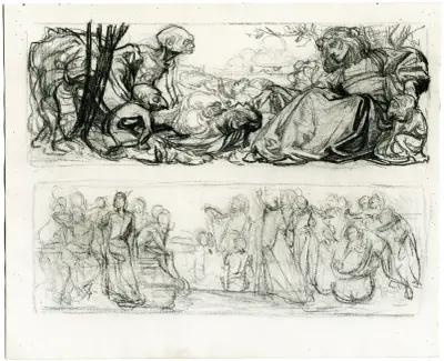 Schetsboekkatern met verschillende compositiestudies av Johannes Josephus Aarts