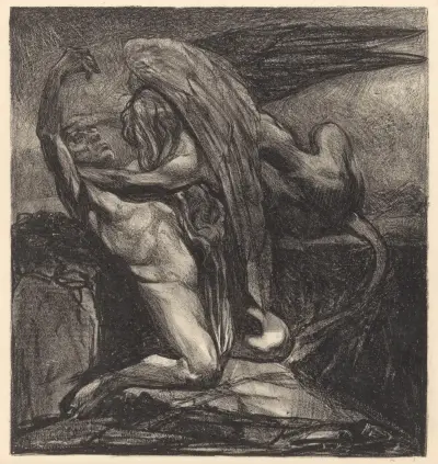 Sfinx med livlös man av Johannes Josephus Aarts