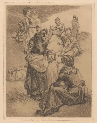 Stående och sittande kvinnor och flickor av Johannes Josephus Aarts