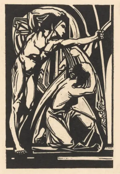 Stående man och knäböjande kvinna av Johannes Josephus Aarts