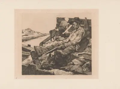 Två arbetare vid en sandtäkt av Johannes Josephus Aarts