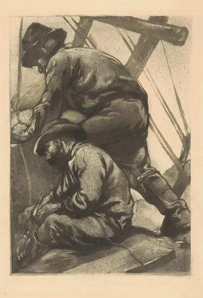Två arbetare med rep av Johannes Josephus Aarts