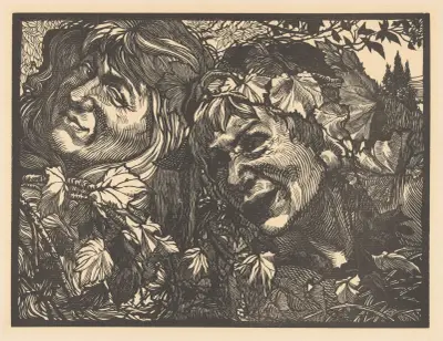 Zwei Bacchanten, umgeben von Weinblättern von Johannes Josephus Aarts