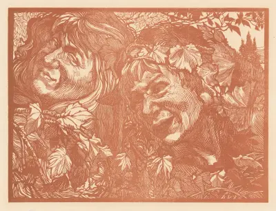 Två backanter omgivna av vinlöv av Johannes Josephus Aarts
