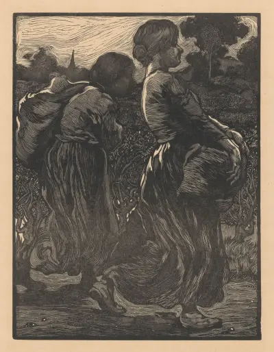 Två lantarbeterskor av Johannes Josephus Aarts