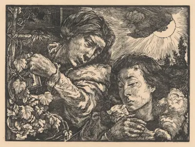 Två kvinnor vid en vinranka av Johannes Josephus Aarts