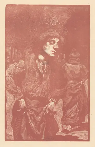 Två kvinnor som går på gatan av Johannes Josephus Aarts
