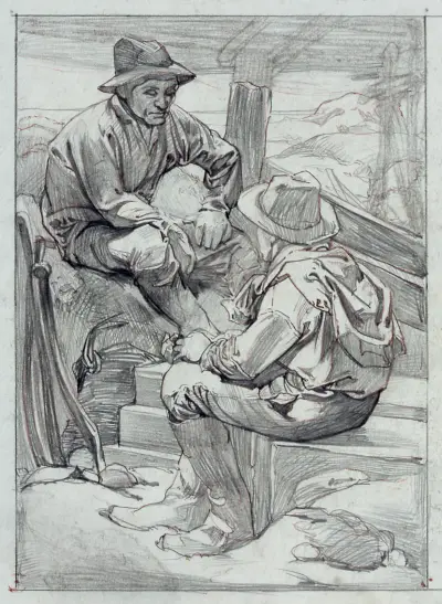 Två bankarbetare vid bygge av Johannes Josephus Aarts