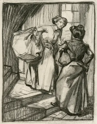 Två kvinnor som pratar av Johannes Josephus Aarts