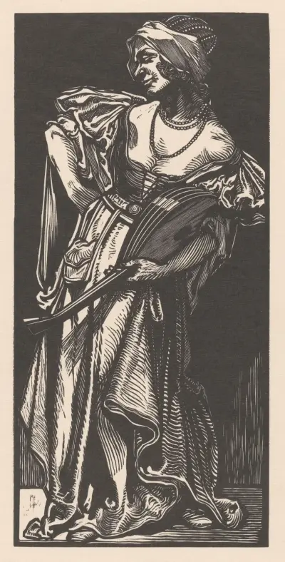 Kvinna med luta av Johannes Josephus Aarts