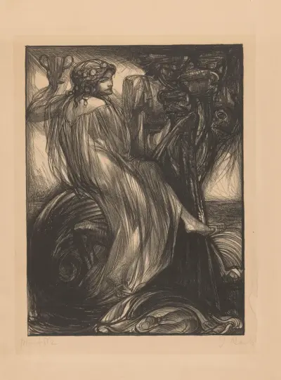 Kvinna sittande på Hydra av Johannes Josephus Aarts