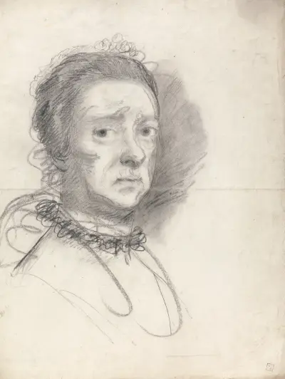 Huvud av äldre dam: studier från Rafaels Disputation av Sir Joshua Reynolds