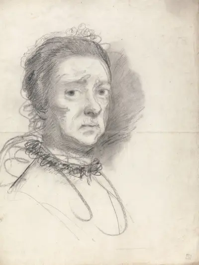 Head of an elderly lady; studies from Raphael’s Disputation av Sir Joshua Reynolds