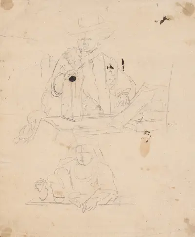 Man vid bord, kvinna vid bord av Sir Joshua Reynolds